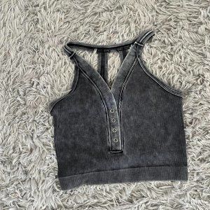 Viral TikTok Buttons Bralette // L/XL Washed Gray